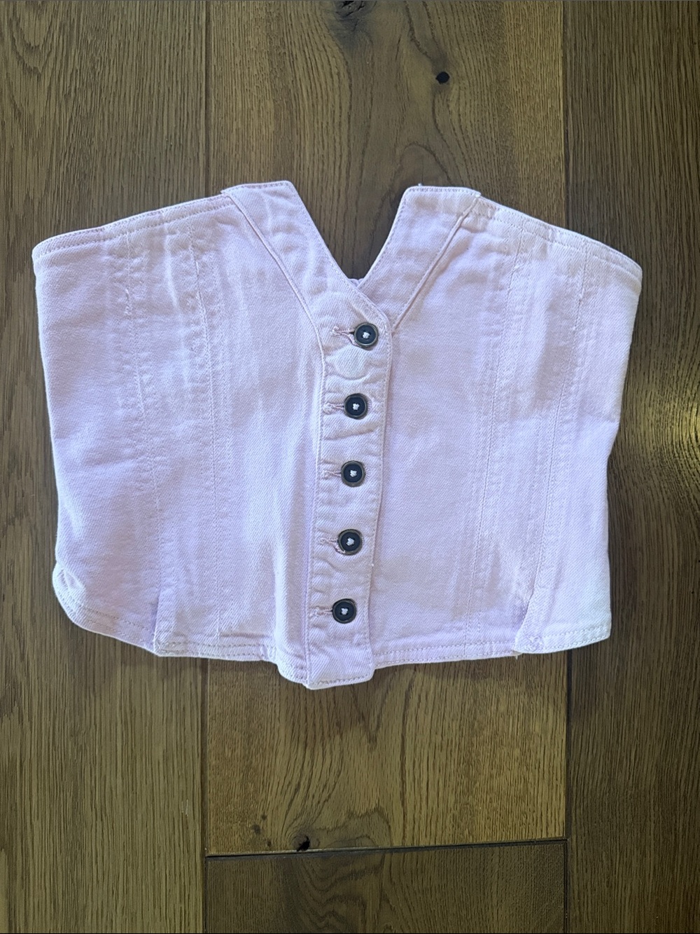 We The Free Pale Pink Button-Front Corset Top
